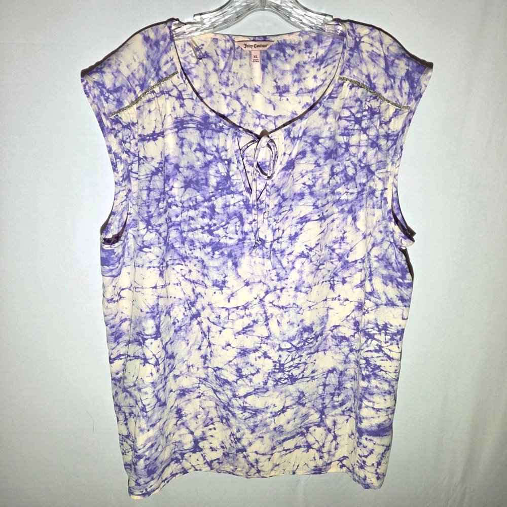 Juicy Couture Womens XL Purple Tie Dye Marble Sleeveless Blouse WY62W003RP‎